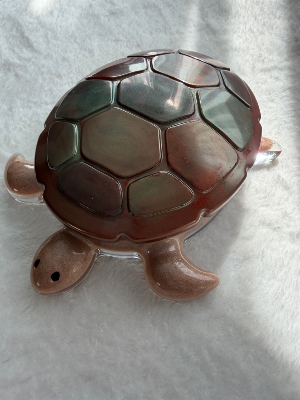 Handmade Turtle Trinket Box - Brown/Green